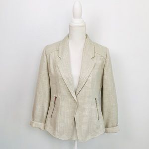 CHICOS Oatmeal Color Tweed Blazer
